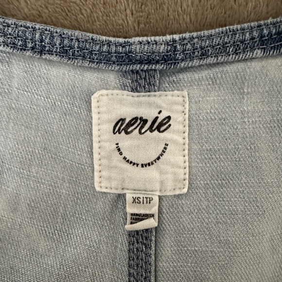 Set of 2 Bundle - Aerie Washed Black & Blue Double Strap Jean Short Overalls XS - Picture 8 of 8